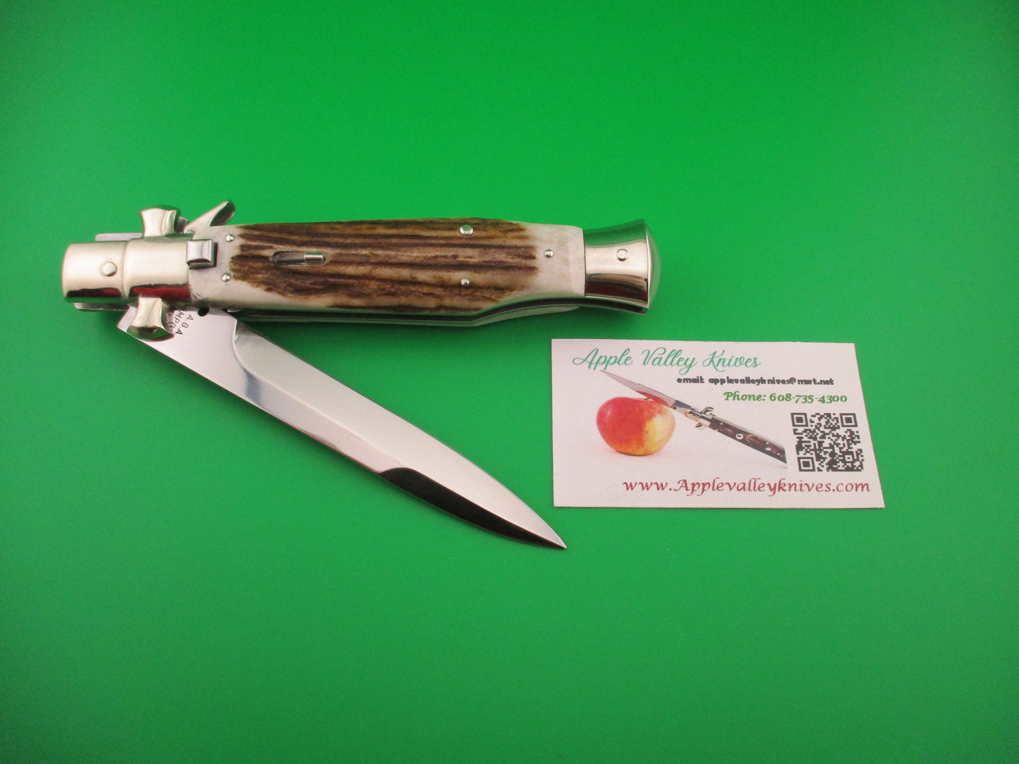 AGA CAMPOLIN ITALY 29cm Italian BLACK WIDOW Stag Fulcrum Wasp Square button knife