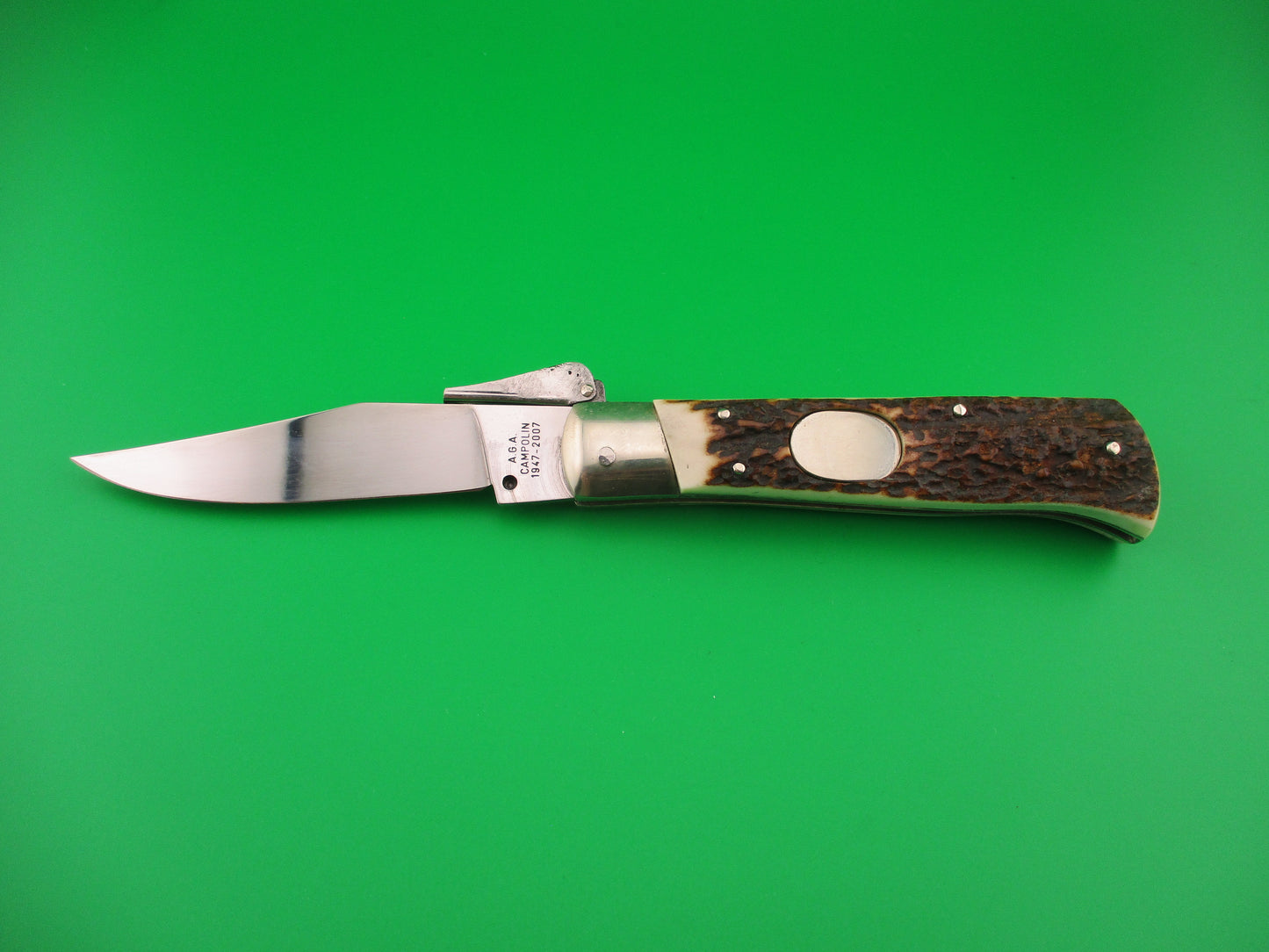z AGA CAMPOLIN 1947-2007 20cm Italian Stag Camper Oval button fulcrum release automatic