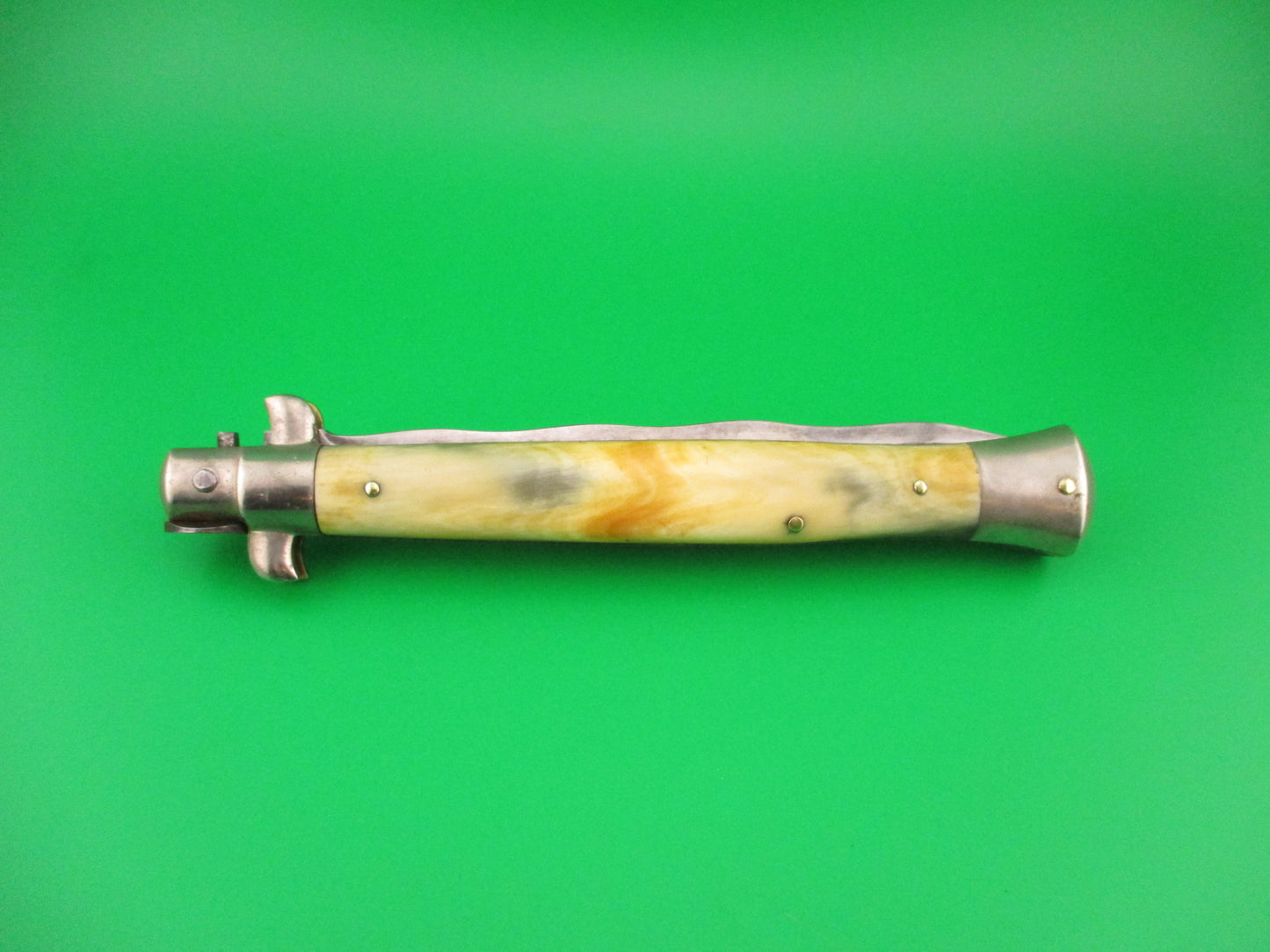 LATAMA ITALY 28cm Italian Picklock 1950s vintage KRIS Yellow horn automatic knife