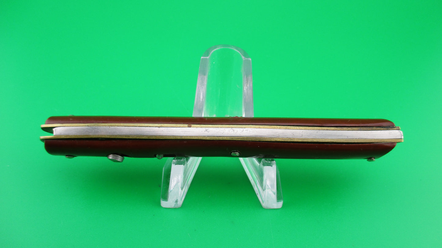 Edgemaster Fishtail Red brown swirl 1950s vintage switchblade knife