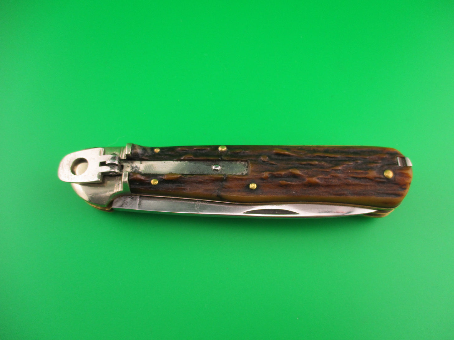 GECO SOLINGEN 12cm German Lever 4 blade Stag Camper automatic knife