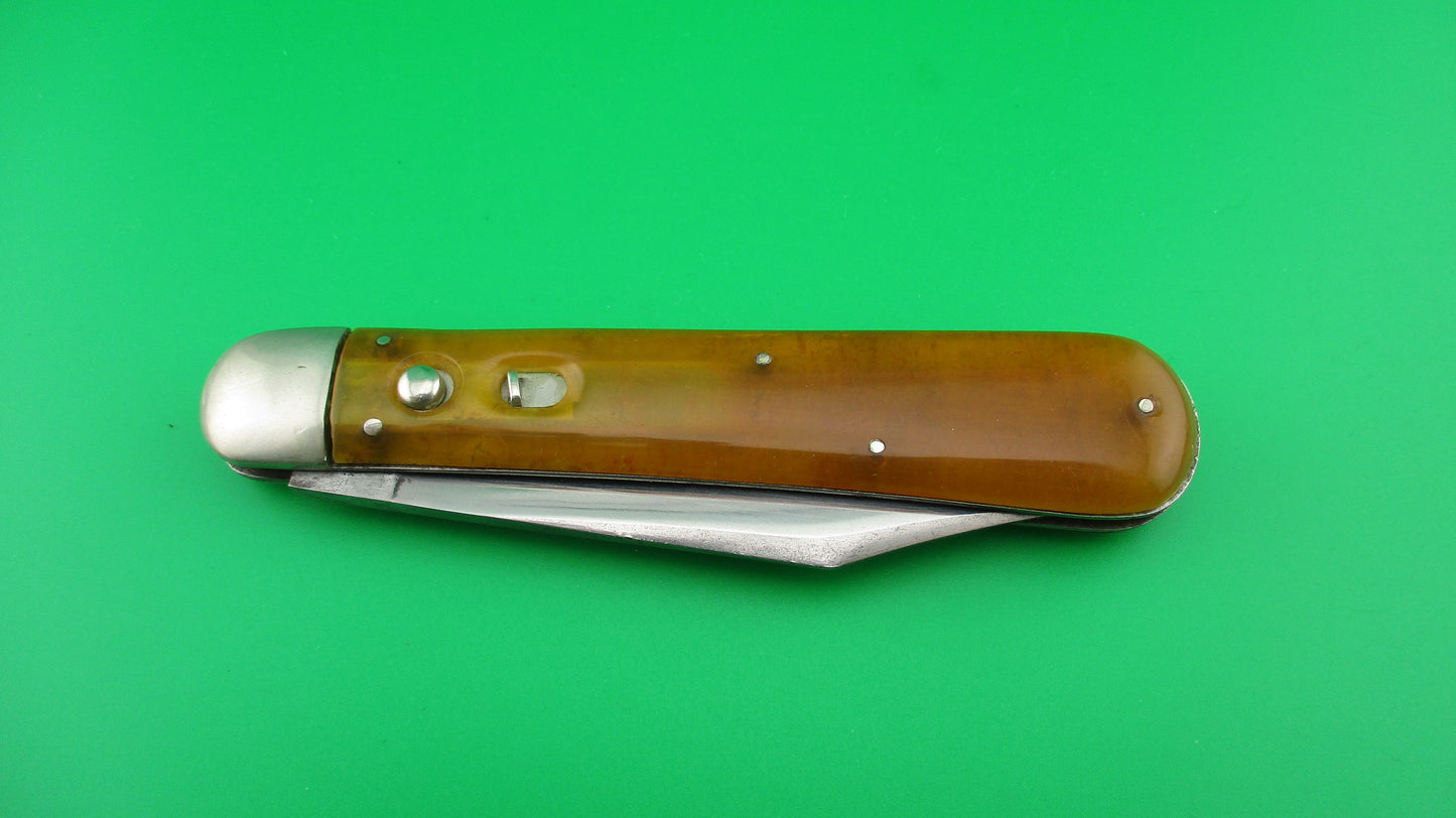 z SCHRADE CUT CO Forest King Yellow Celluloid Hunter Vintage Switchblade knife