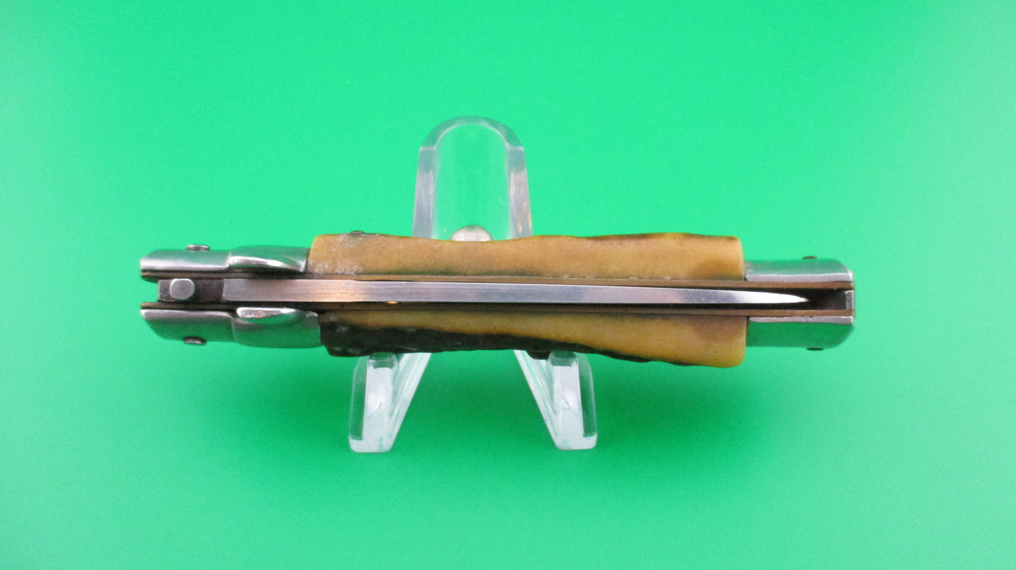 Rostfrei (slant) O 18cm Italian Stiletto Stag swivel bolster automatic knife
