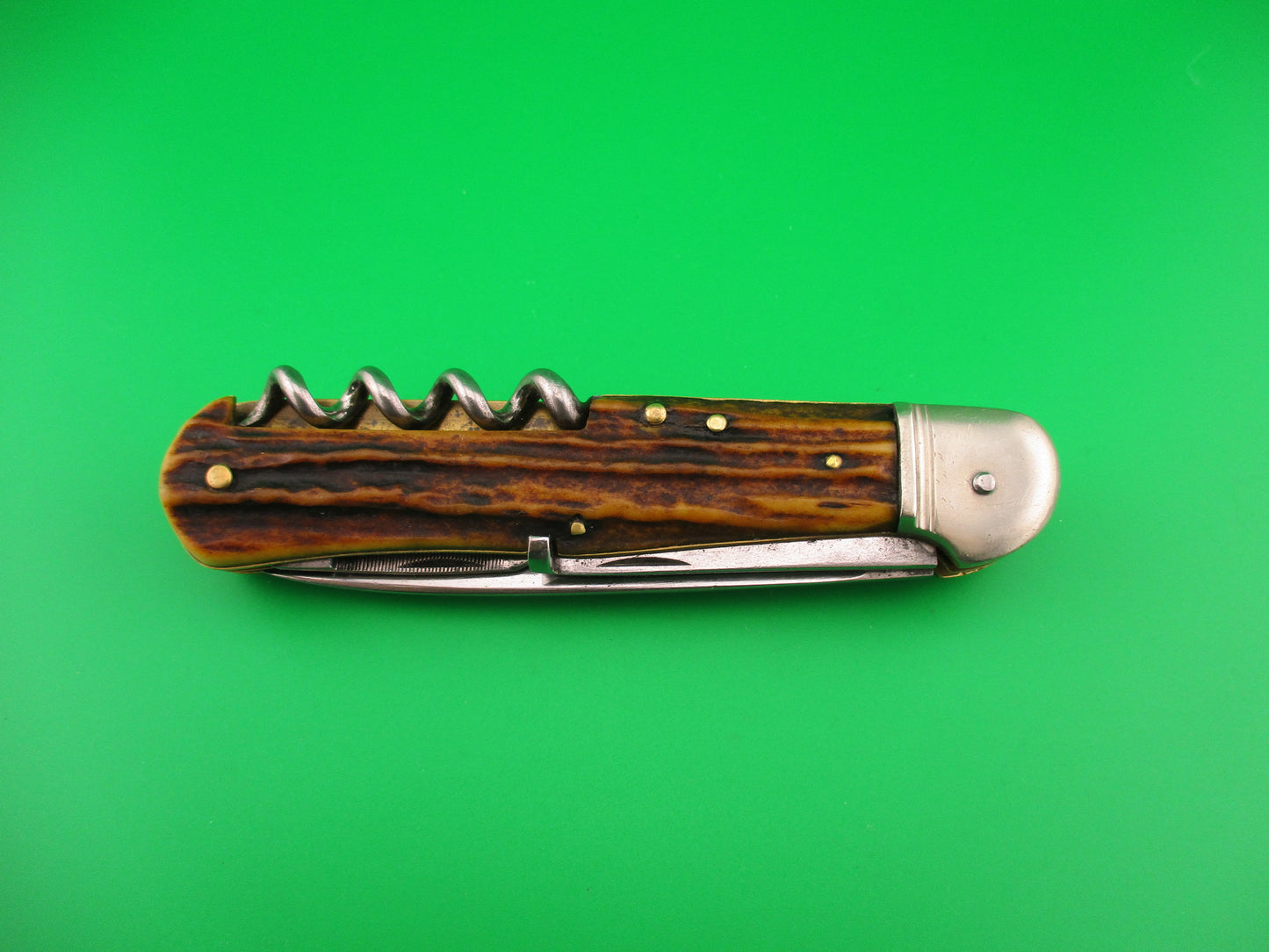 GECO SOLINGEN 12cm German Lever 4 blade Stag Camper automatic knife