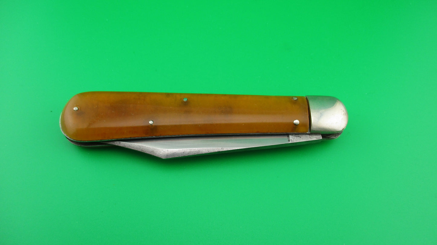 z SCHRADE CUT CO Forest King Yellow Celluloid Hunter Vintage Switchblade knife