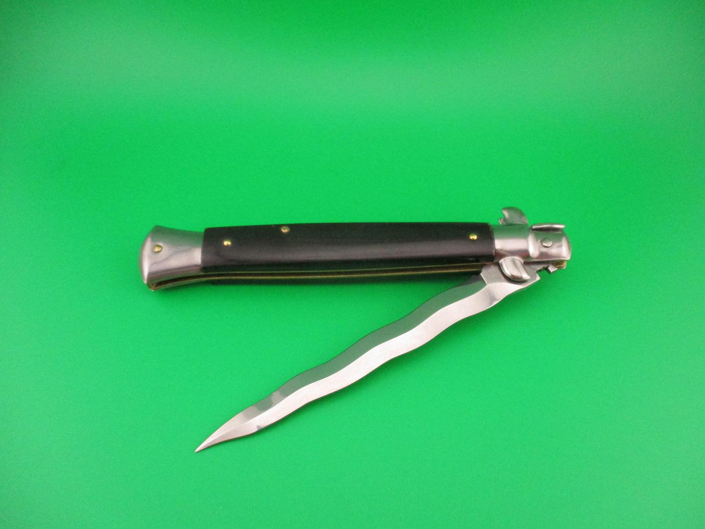 Frank B Italy 28cm Italian Kris Stiletto Swivel bolster Black switchblade knife