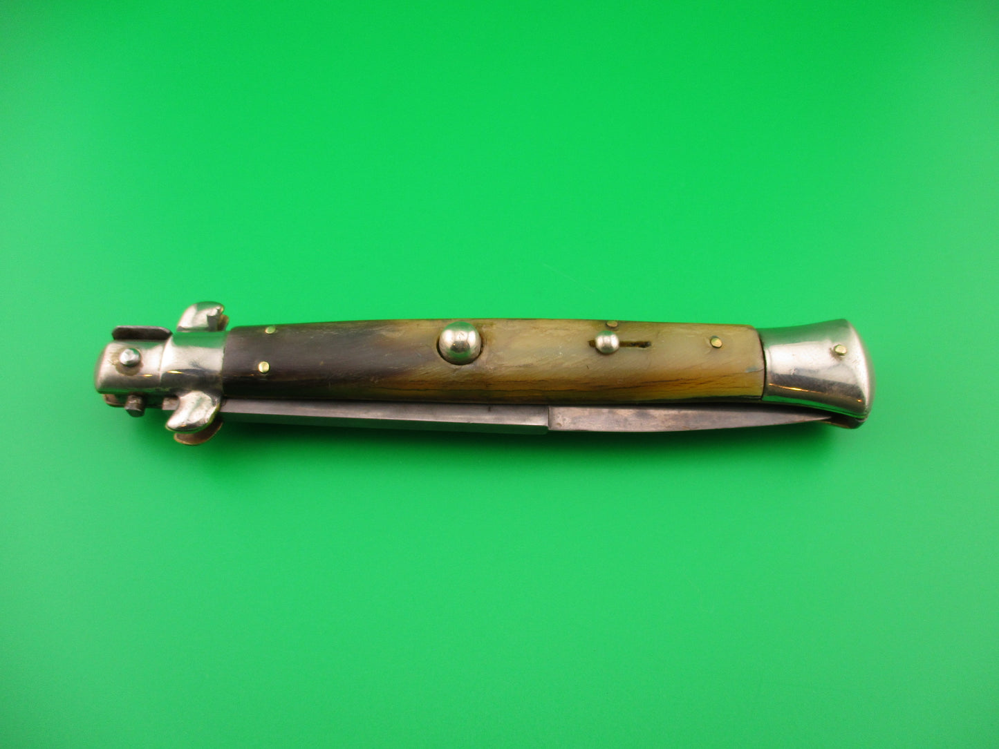 Latama ITALY (BOX STAMP) 28cm Italian Picklock Honey horn 1950s vintage automatic knife rare