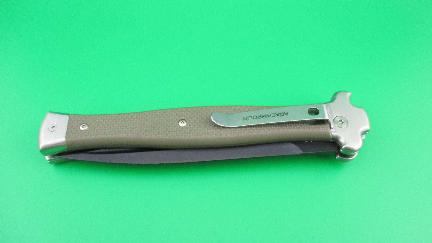 AGA CAMPOLIN 26cm ZERO Back Dagger blade green scaled switchblade knife