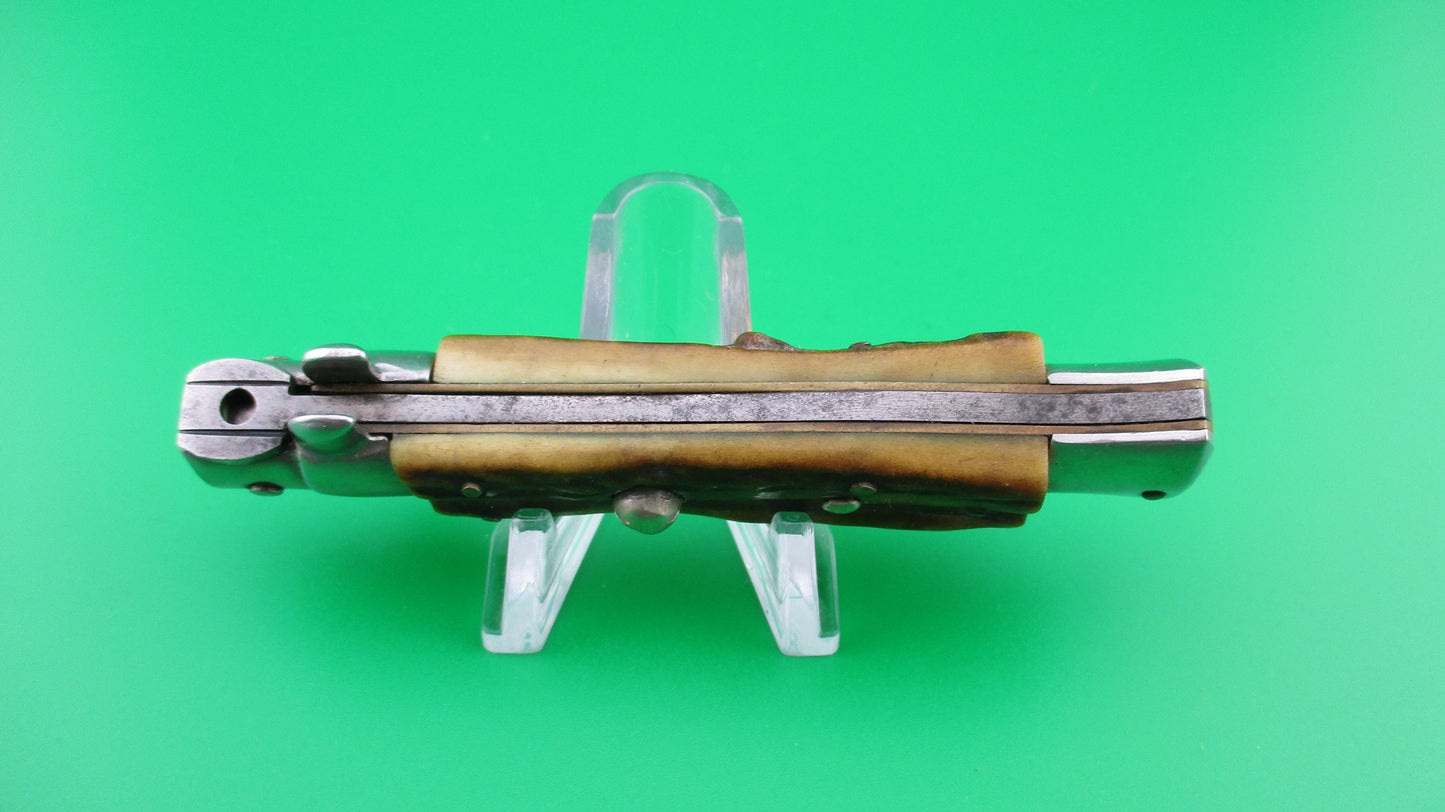 Rostfrei (slant) O 18cm Italian Stiletto Stag swivel bolster automatic knife