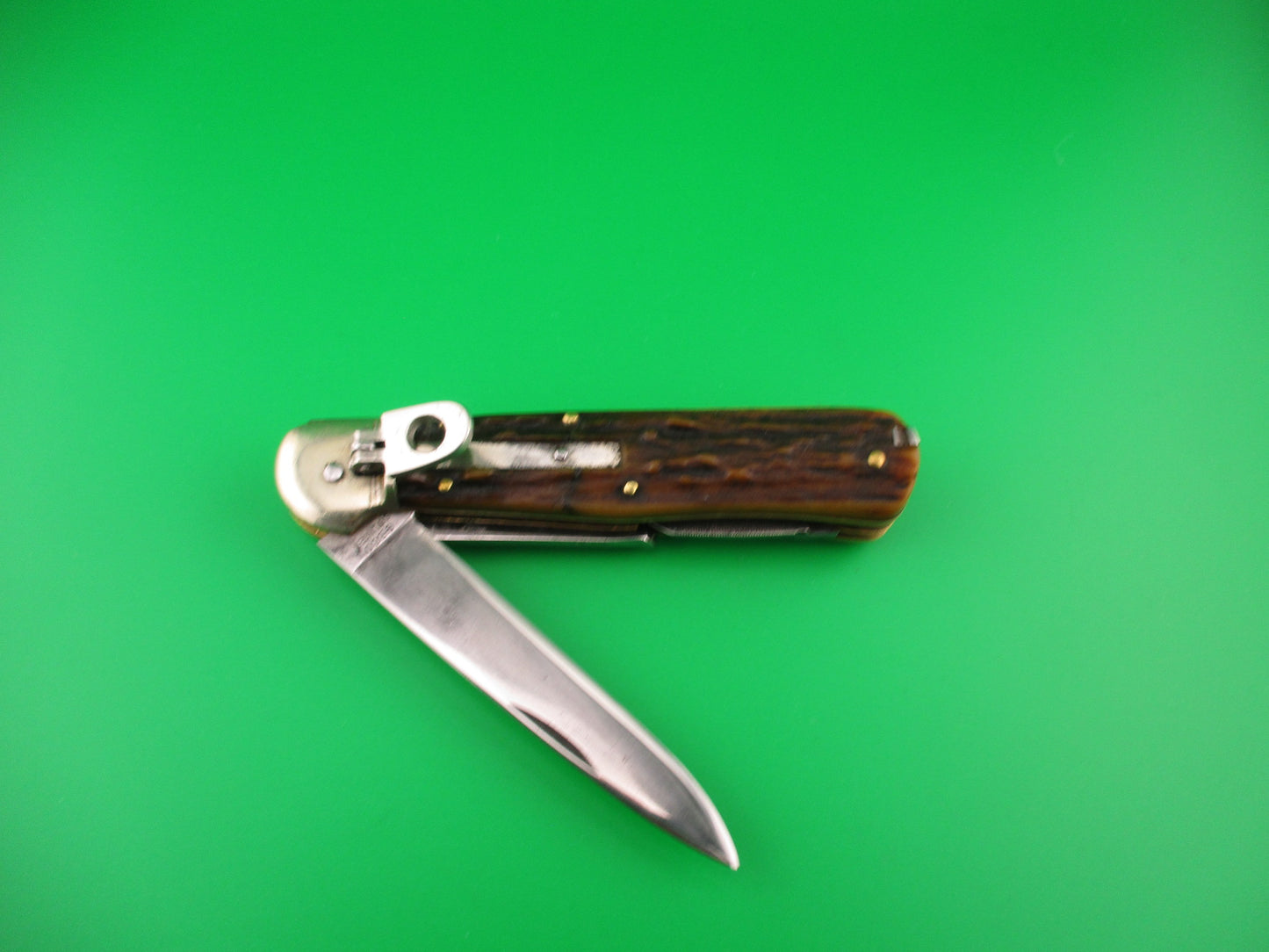 GECO SOLINGEN 12cm German Lever 4 blade Stag Camper automatic knife