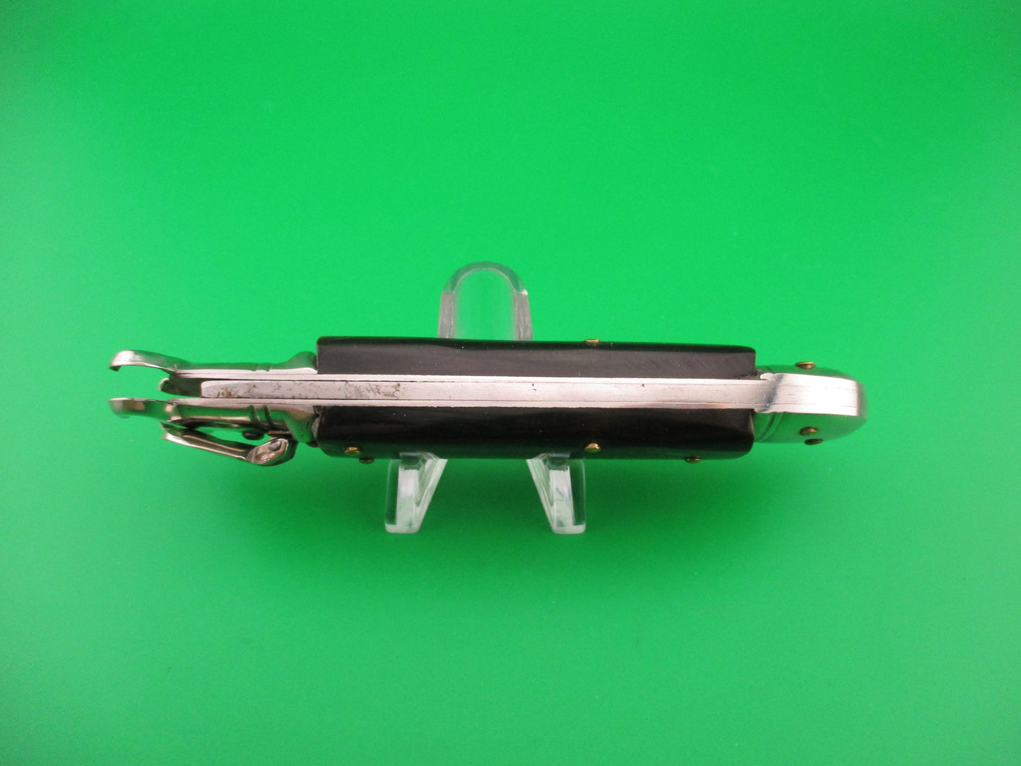 G.O.M. INOX 20cm Italian Lever Shell puller Horn handles automatic knife
