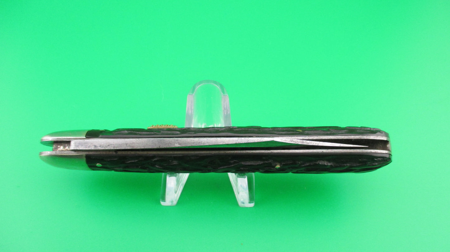 z CHALLENGE CUT CO FLYLOCK Antique Hunter Black Switchblade knife