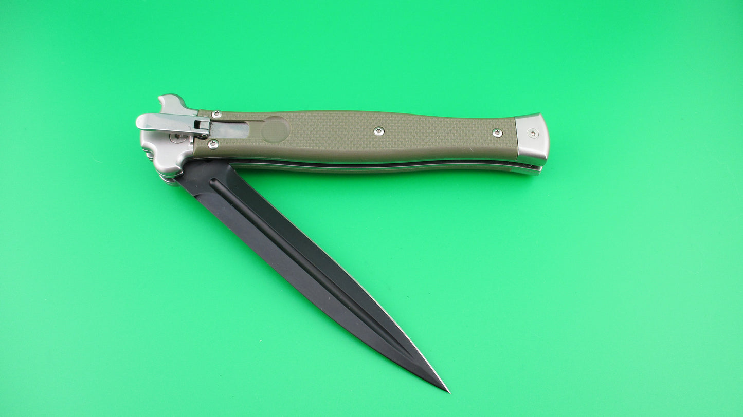 AGA CAMPOLIN 26cm ZERO Back Dagger blade green scaled switchblade knife