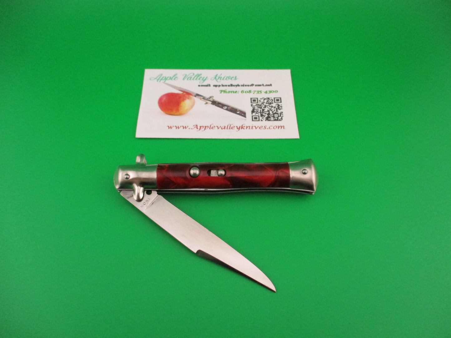 INOX 18cm Italian Tourist knife Red pearl BoBc automatic card knife