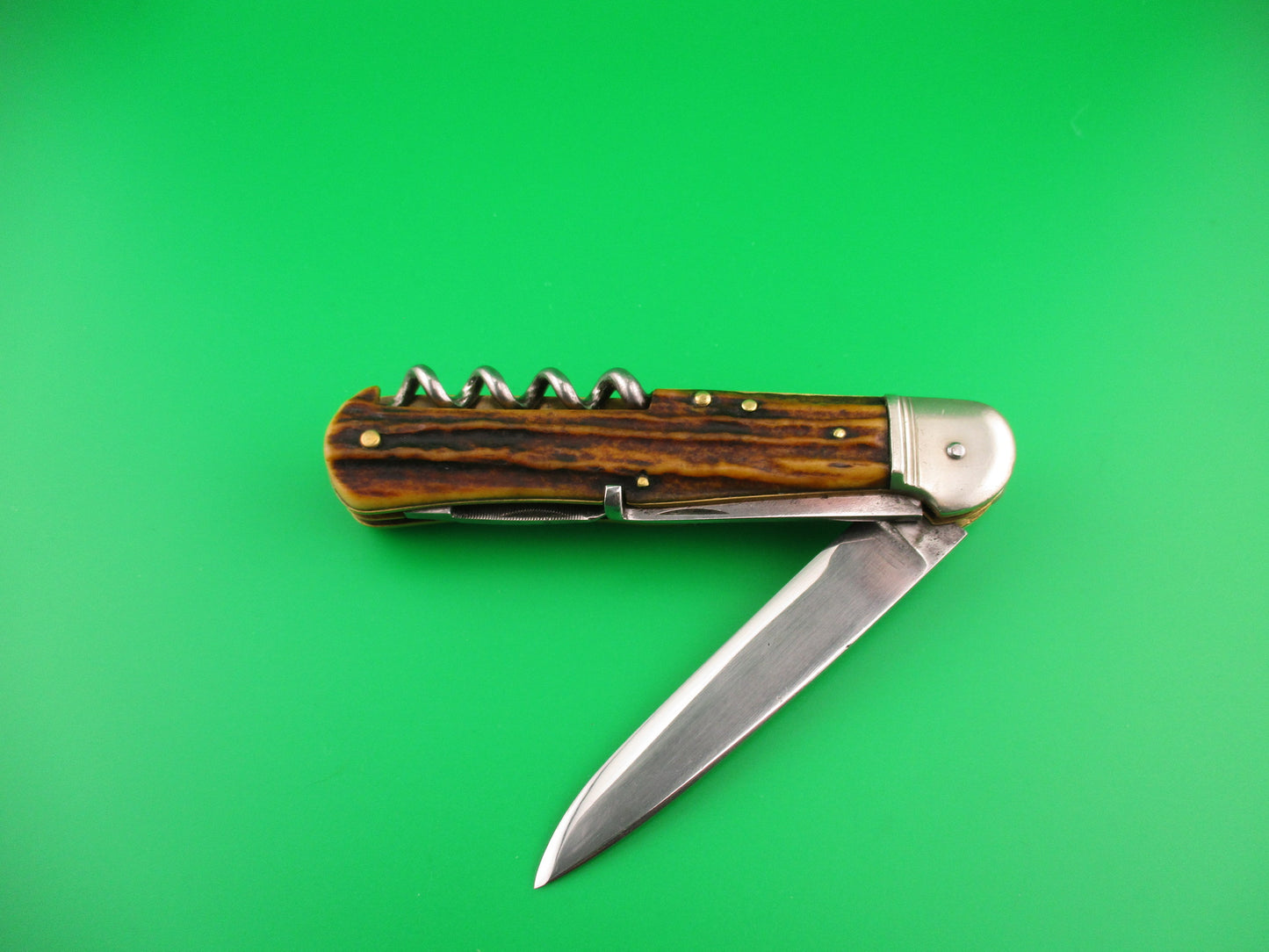 GECO SOLINGEN 12cm German Lever 4 blade Stag Camper automatic knife