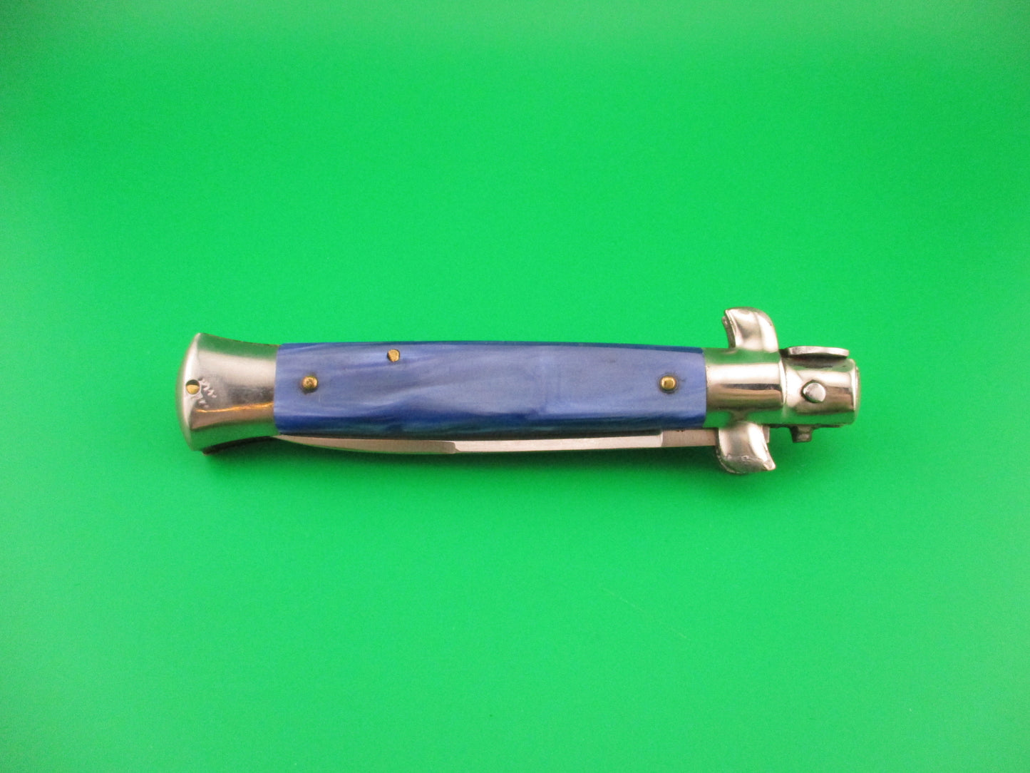 Sterile 20cm Italian Swivel bolster Blue pearlex vintage automatic knife