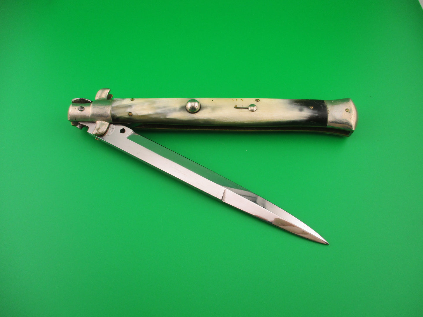 M ITALY INOX 33cm Italian picklock vintage 1950s Brazilian horn automatic knife