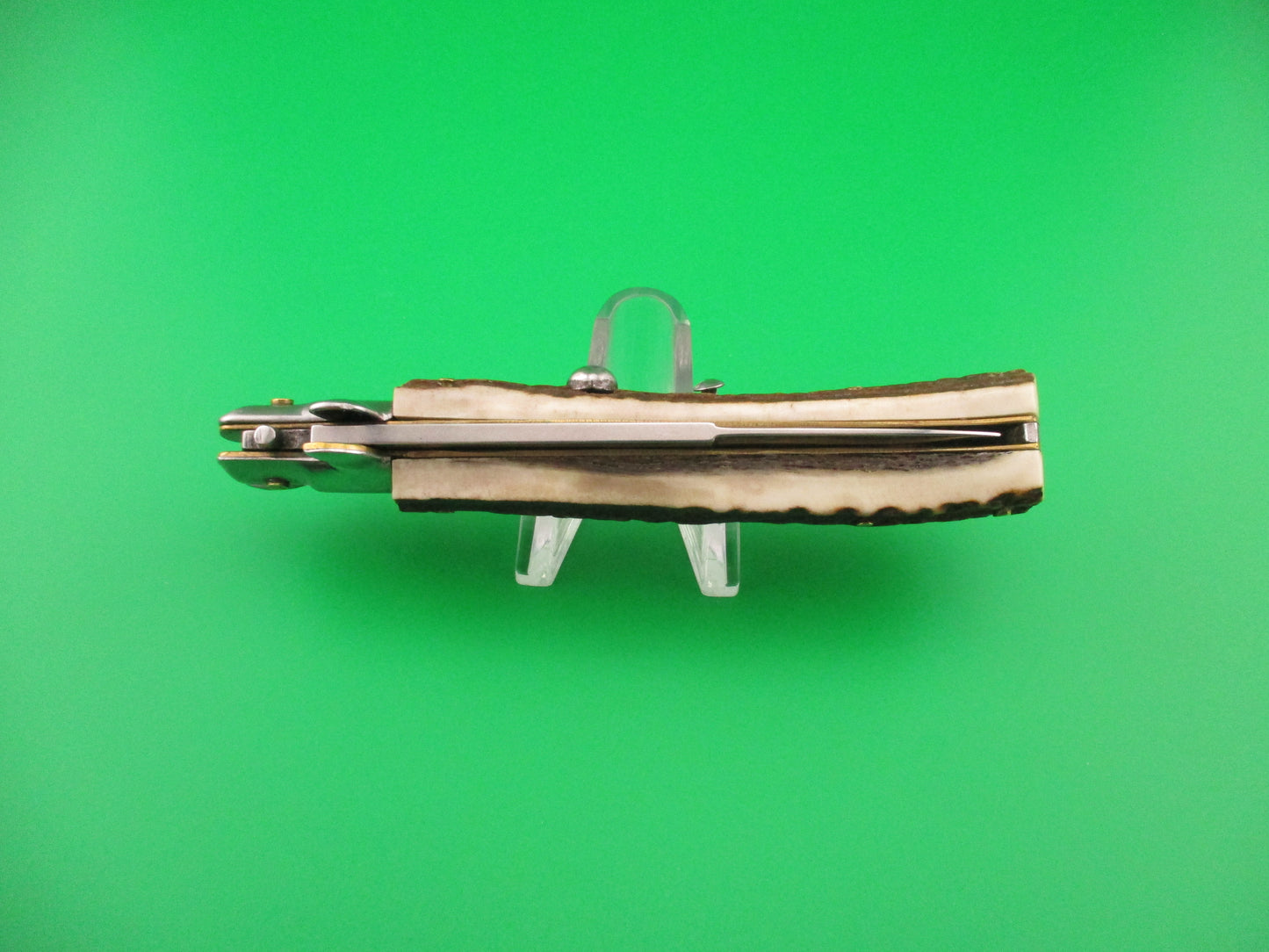 MADE IN ITALY 23cm Italian Swivel bolster Stag Fantail automatic knife