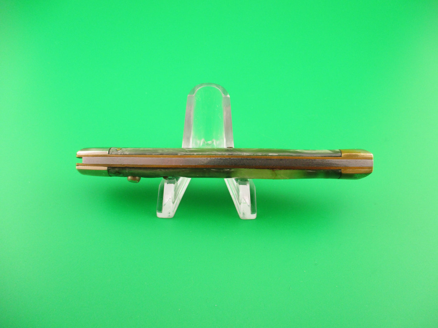 SCHRADE WALDEN Fishtail Smoked pearl celluloid w/bolsters #151 switchblade knife