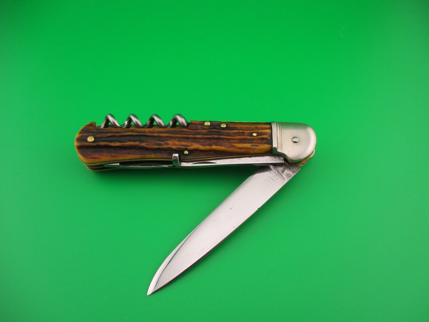 GECO SOLINGEN 12cm German Lever 4 blade Stag Camper automatic knife