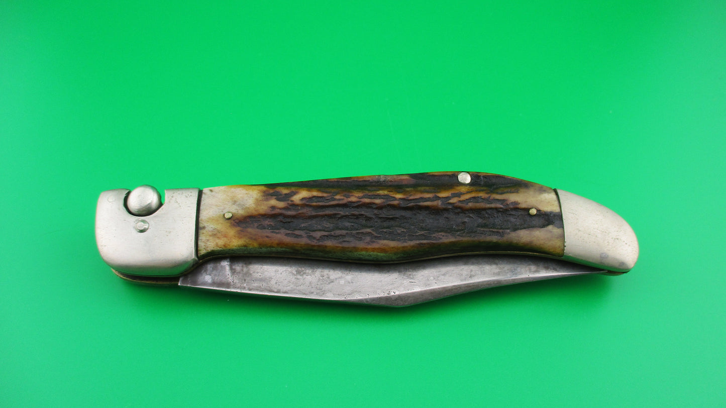 KABAR BABY GRIZZLY Stag Vintage Switchblade knife Please Read Description