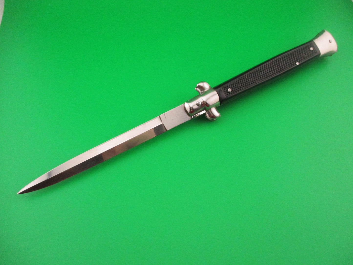 Moletta ROSTFREI 28cm Italian Stiletto Vintage automatic Dagger Black checkered handles