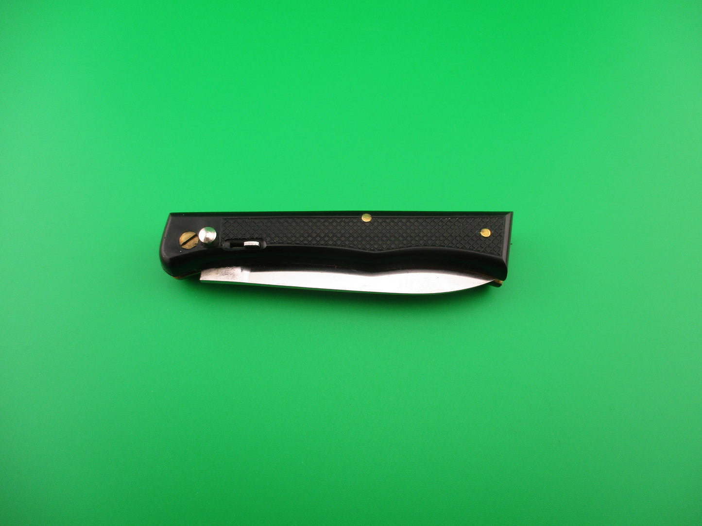 FLORINOX ROSTFREI 17cm French Black checkered Rare locking automatic knife