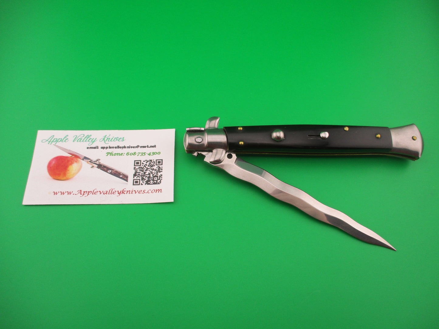 Frank B Italy 28cm Italian Kris Stiletto Swivel bolster Black switchblade knife