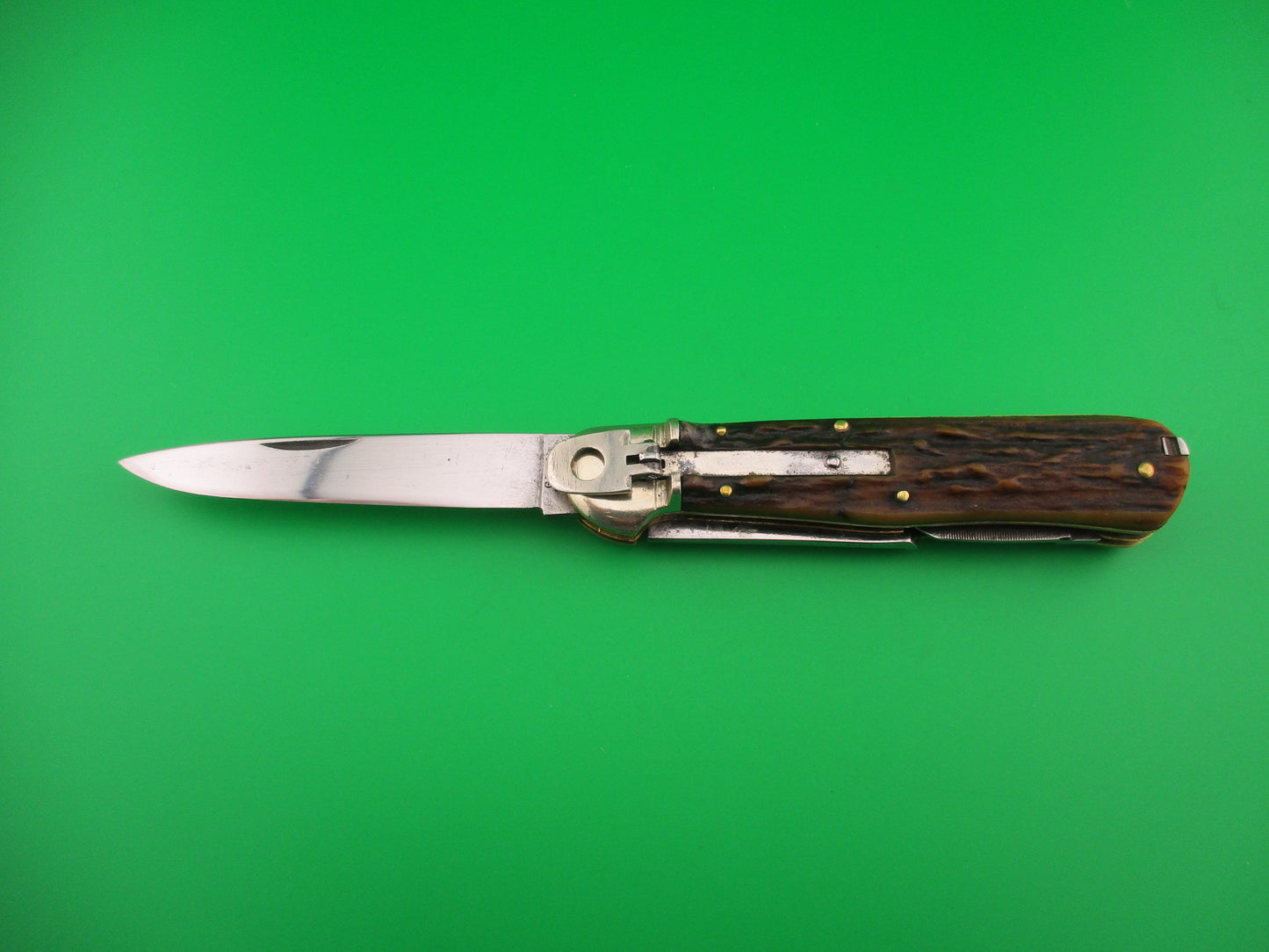GECO SOLINGEN 12cm German Lever 4 blade Stag Camper automatic knife