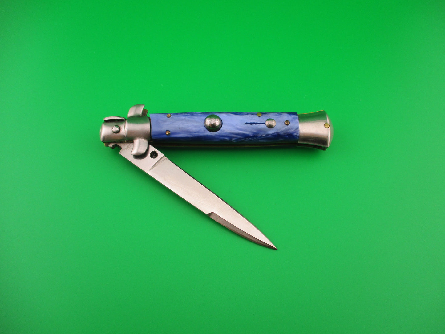 Sterile 20cm Italian Swivel bolster Blue pearlex vintage automatic knife