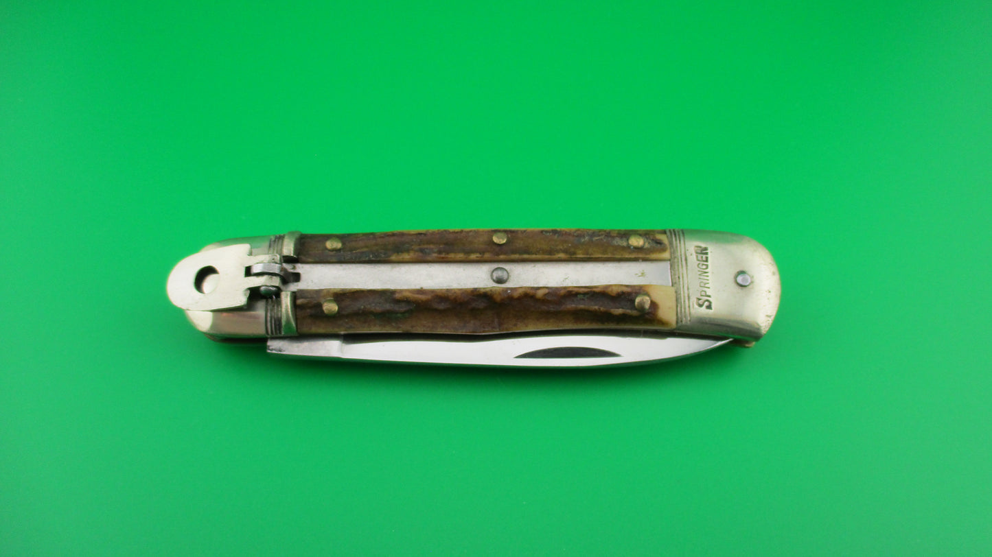 z SPRINGER 11cm German Lever Stag automatic knife