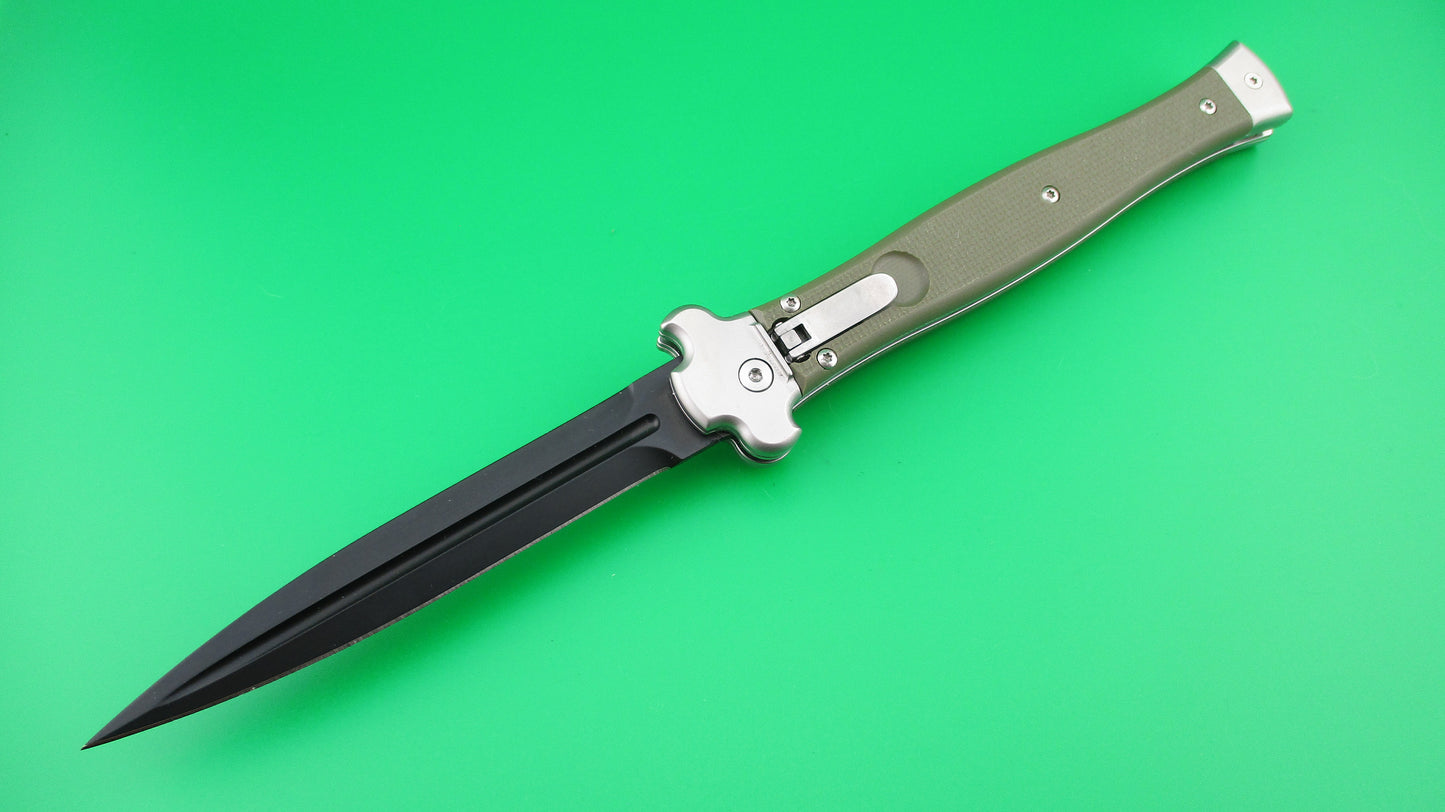 AGA CAMPOLIN 26cm ZERO Back Dagger blade green scaled switchblade knife