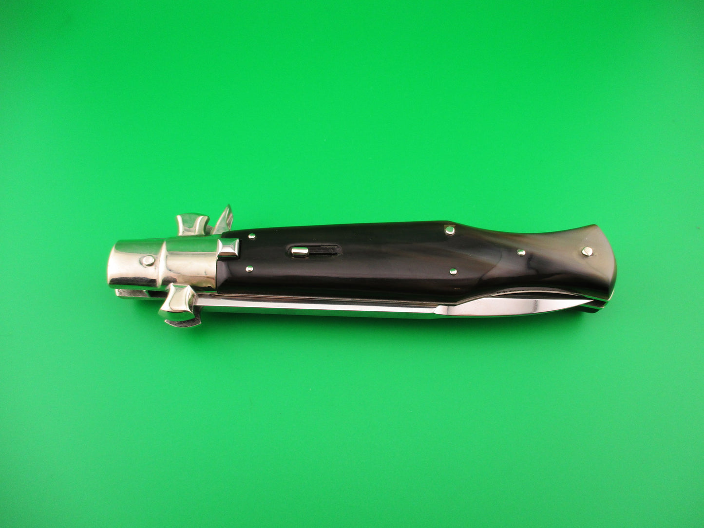 AGA CAMPOLIN ITALY 29cm Italian BLACK WIDOW Fulcrum release Square button automatic knife