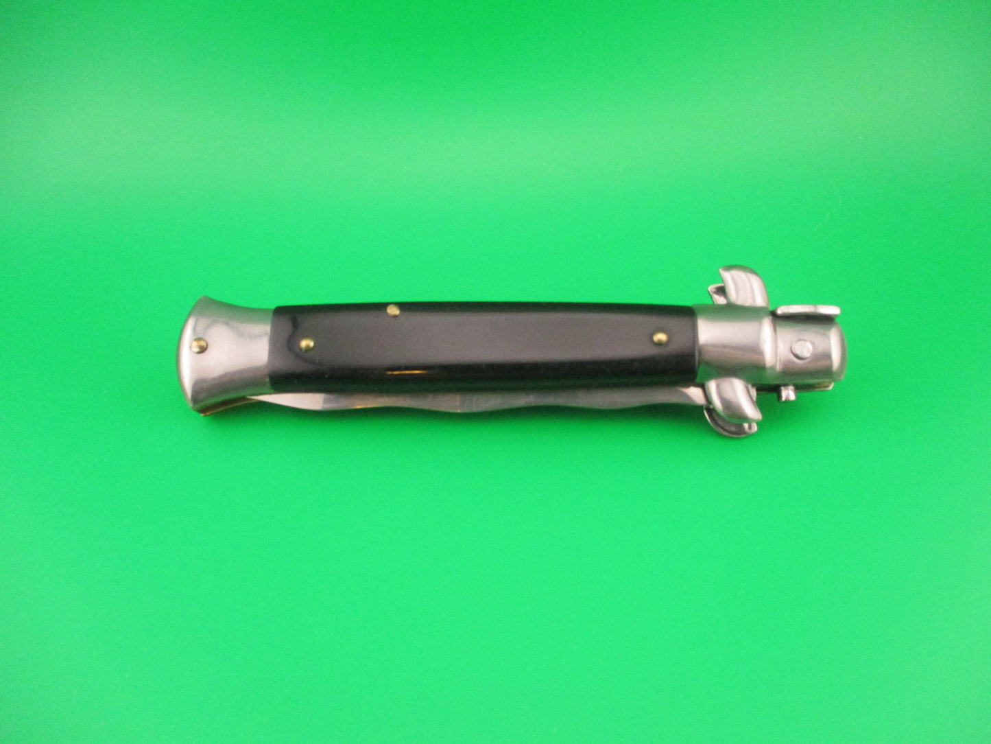 FRANK B 23cm Italian Kris Stiletto Black swivel bolster automatic knife