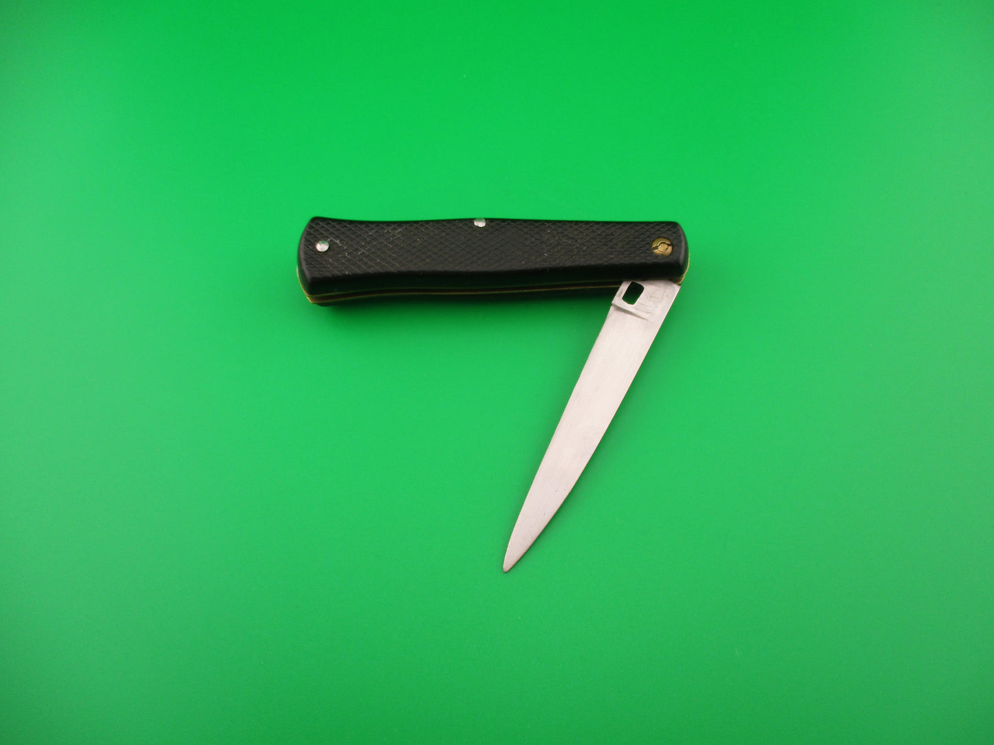 INOX 247 17cm French Fishtail black checkered vintage automatic knife BoBc