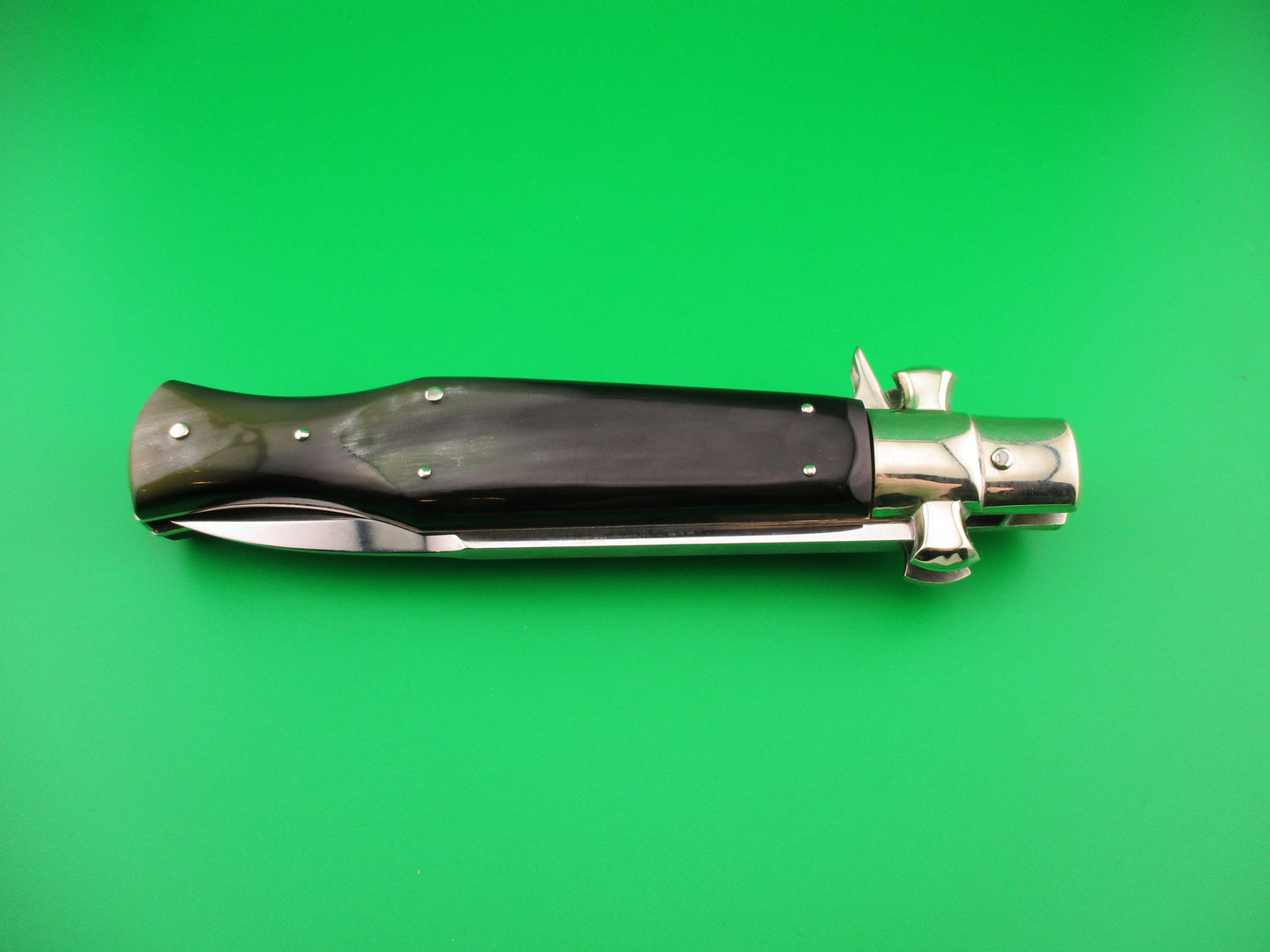 AGA CAMPOLIN ITALY 29cm Italian BLACK WIDOW Fulcrum release Square button automatic knife