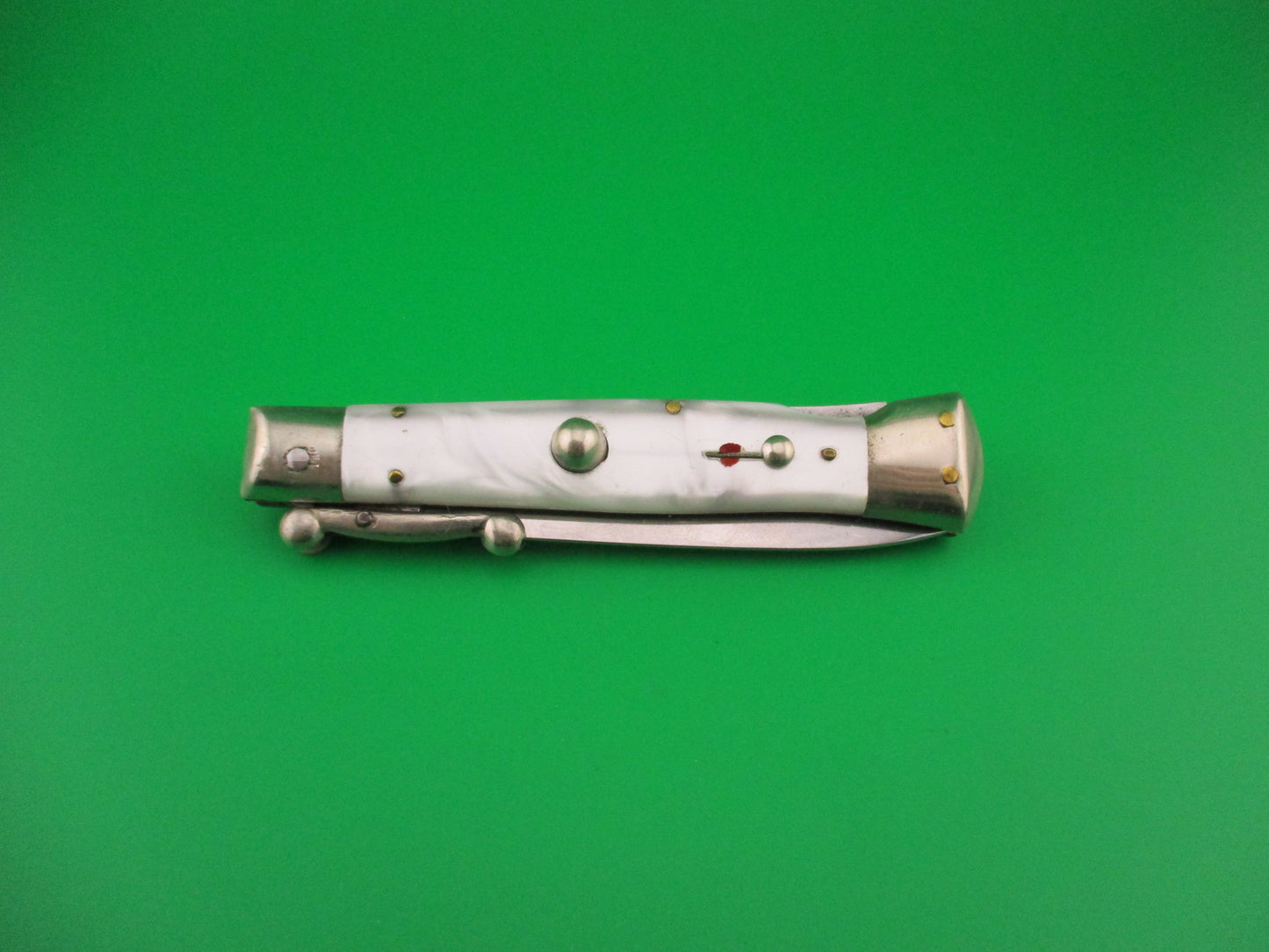 MADE IN ITALY INOX PATENT 18cm Italian Swing Guard Pearlex vintage switchblade knife
