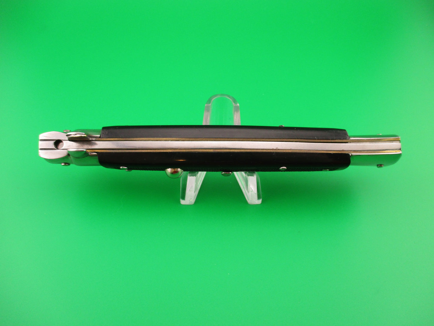 Moletta ROSTFREI 28cm Italian Stiletto Vintage automatic Dagger Black checkered handles