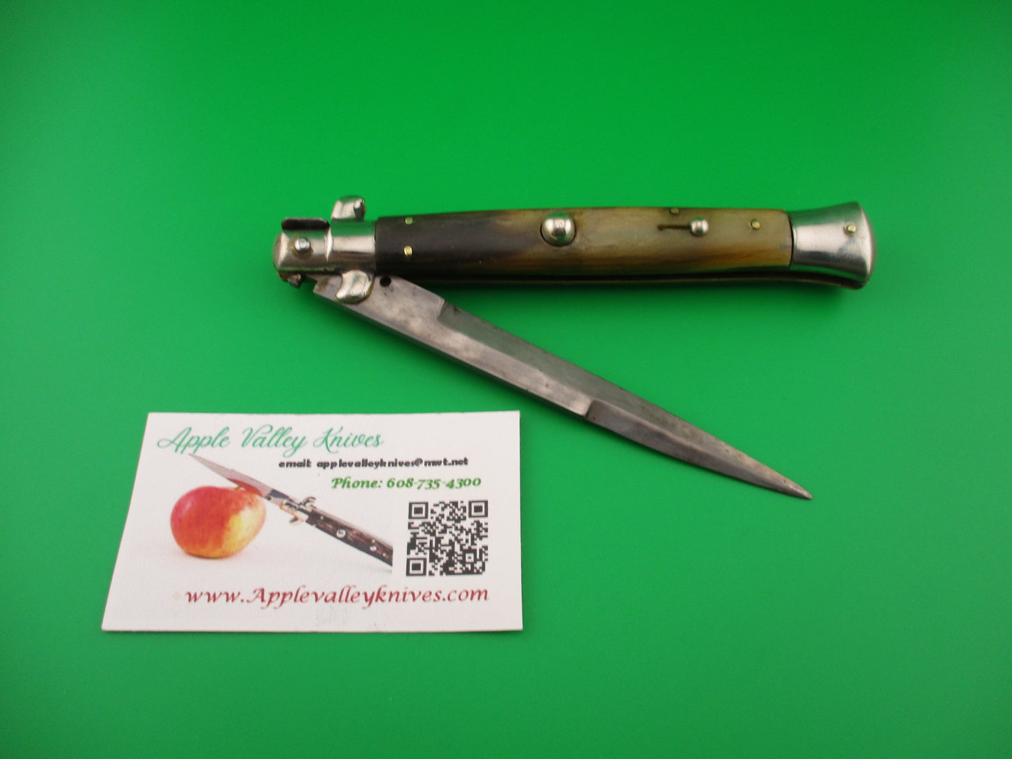 Latama ITALY (BOX STAMP) 28cm Italian Picklock Honey horn 1950s vintage automatic knife rare
