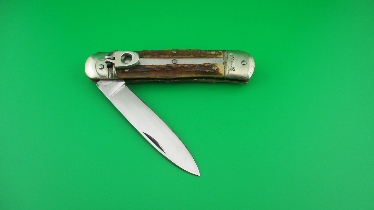 z SPRINGER 11cm German Lever Stag automatic knife