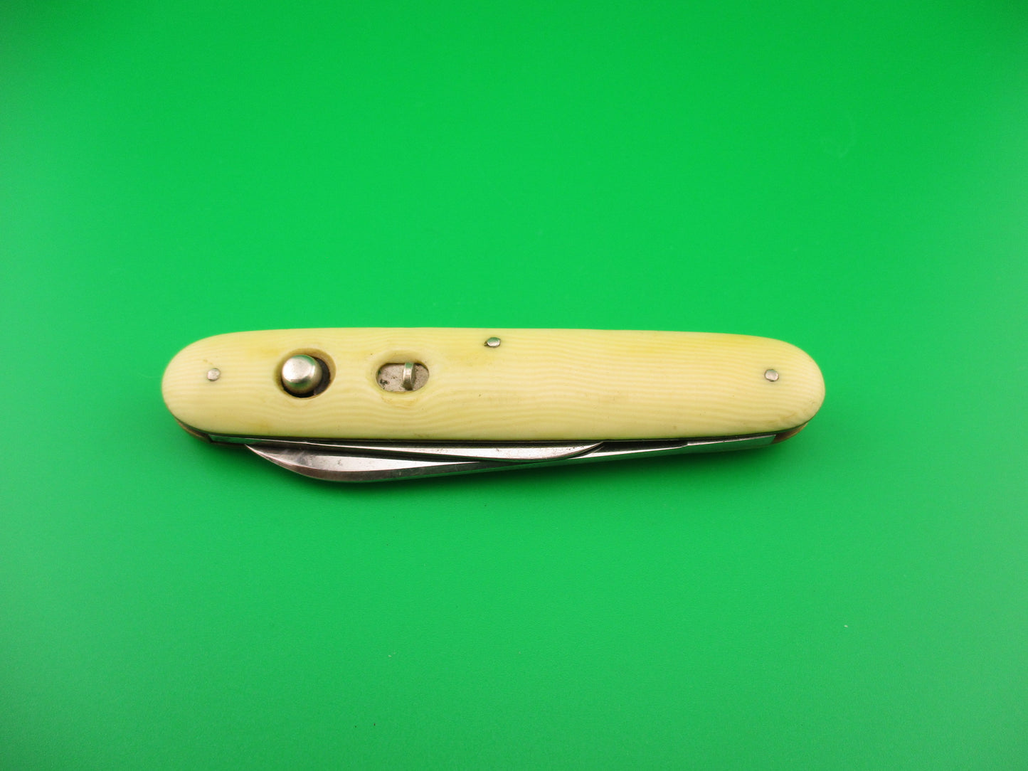 SCHRADE WALDEN Large Double Ivory Celluloid 3 3/4" automatic knife
