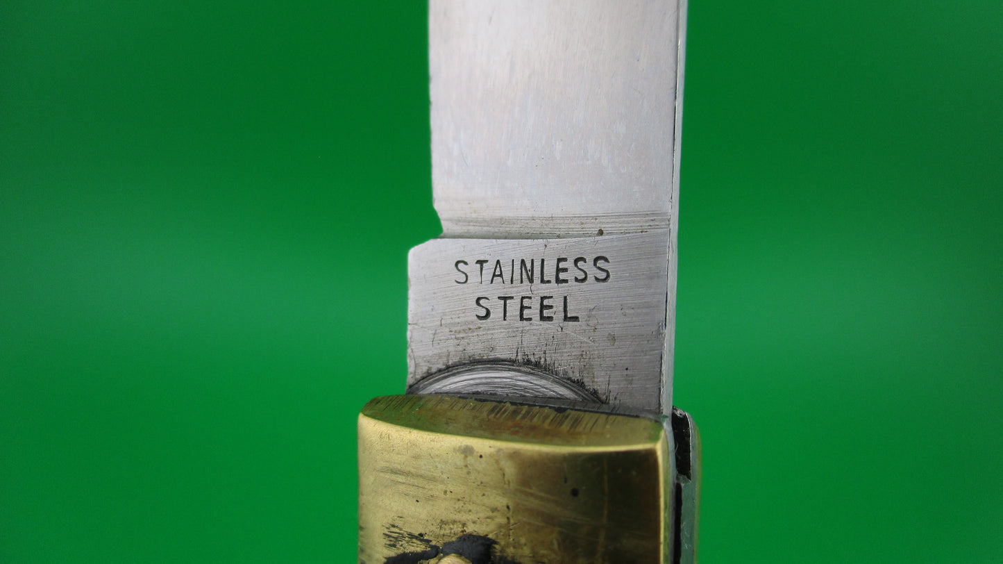 STAINLESS STEEL 19cm (7.5 inches) Japanese Black Deer Foot Hoof Lever switchblade