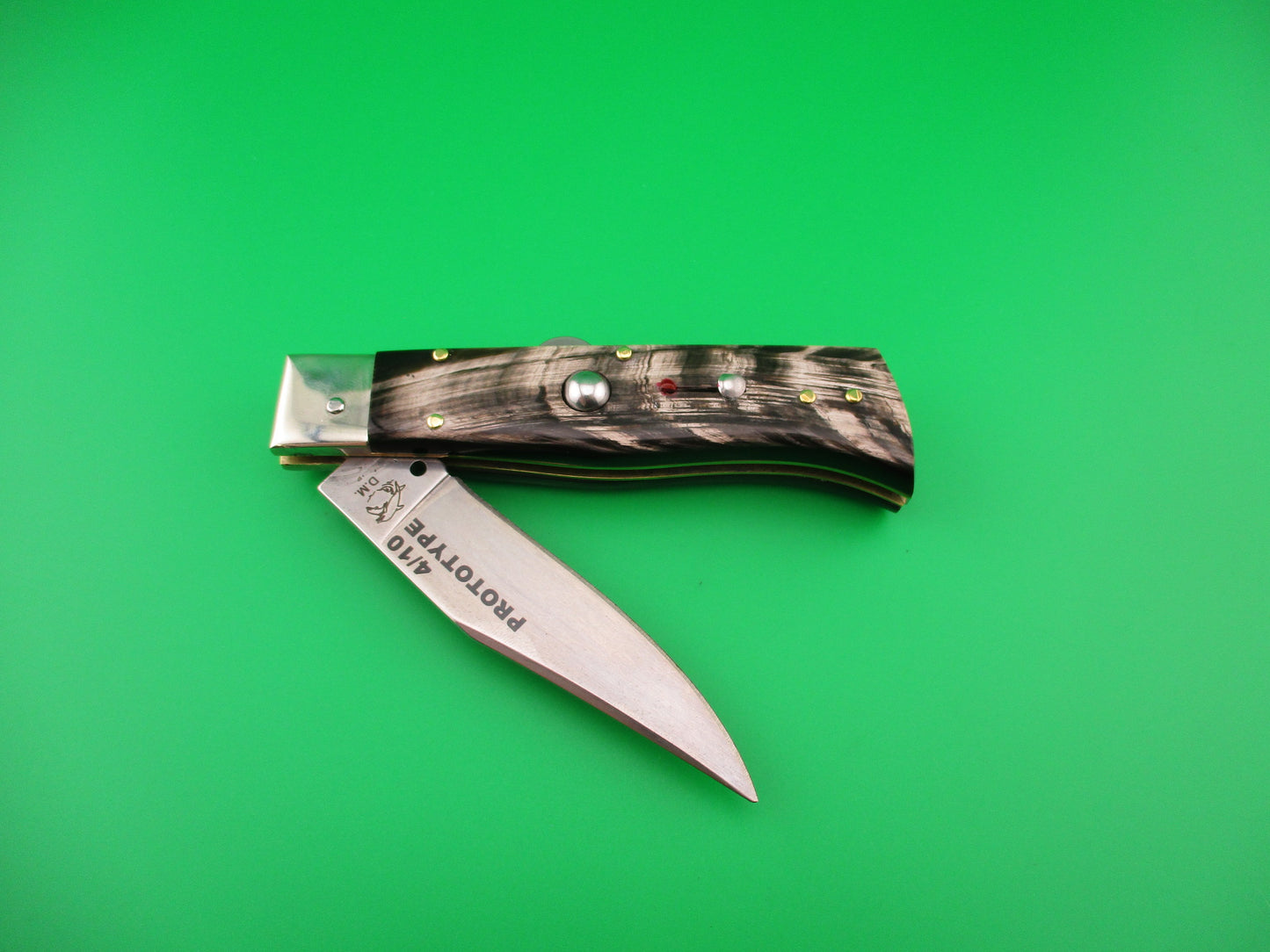 D.M. Dolphin 20cm Italian PROTOTYPE Humpback Horn Camper automatic knife