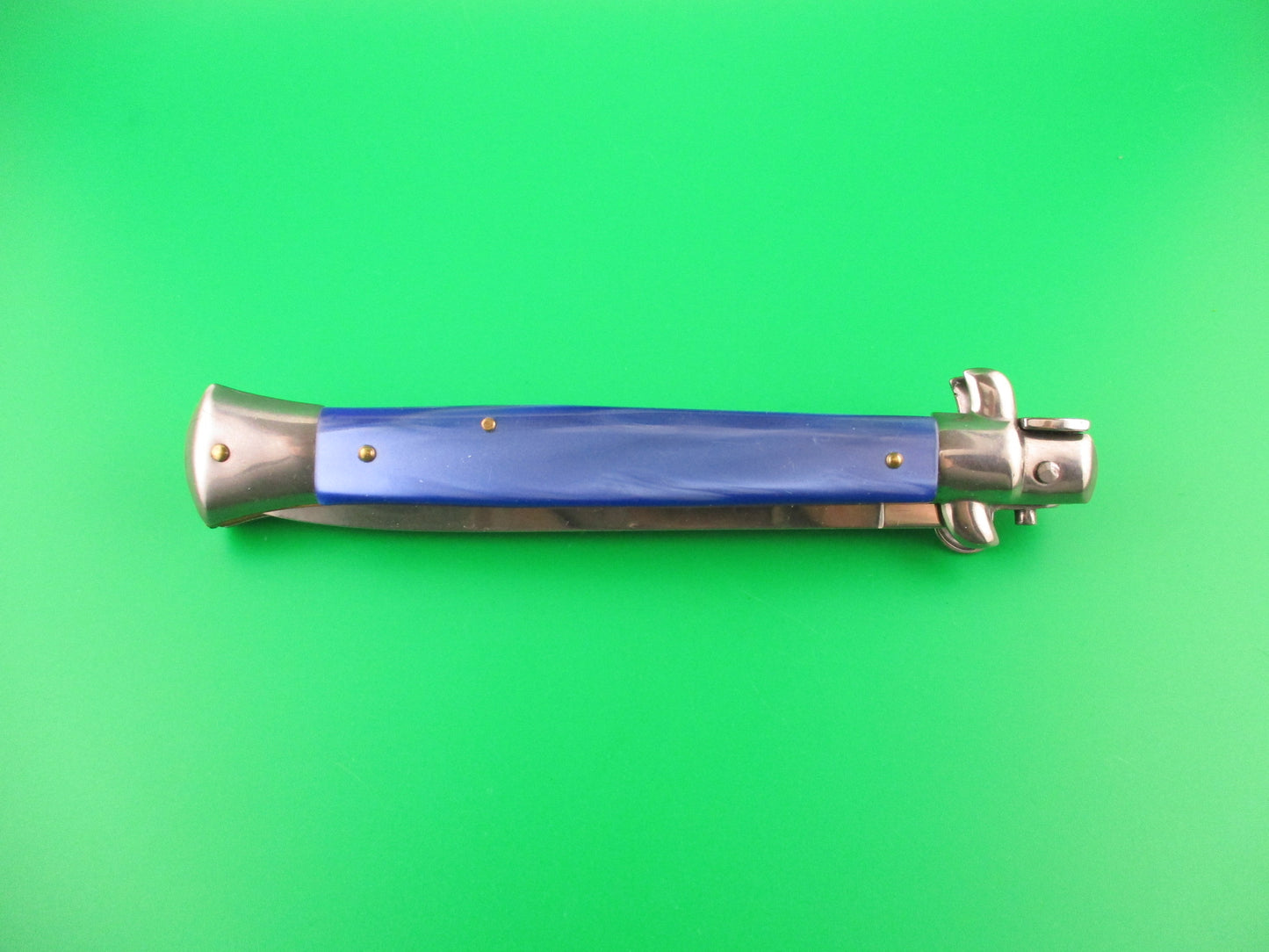 FRANK B ITALY 28cm Italian Stiletto Dagger blade Blue Pearlex automatic knife