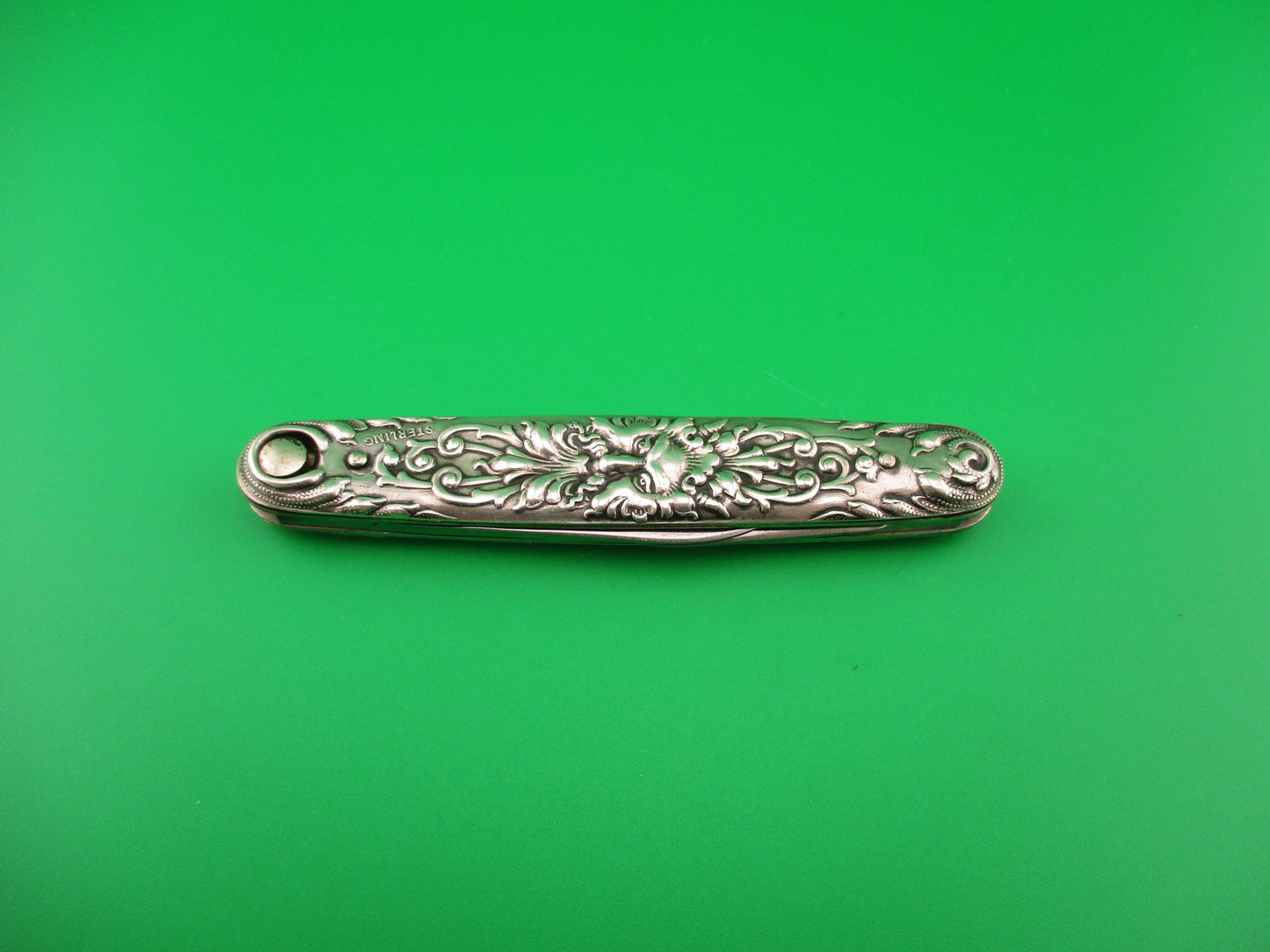 z Press Button Knife Co Medium Sterling Silver SATYR Antique automatic knife