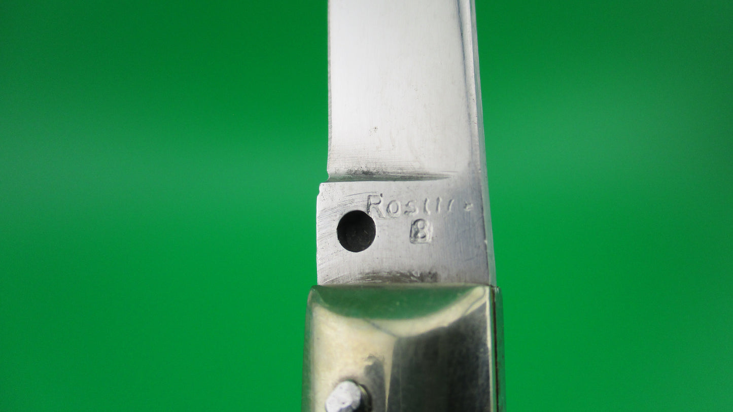 Rostfre 8 PATENT 18cm Italian Stag Lockback Rare Swinger style Automatic knife NOS Belgium