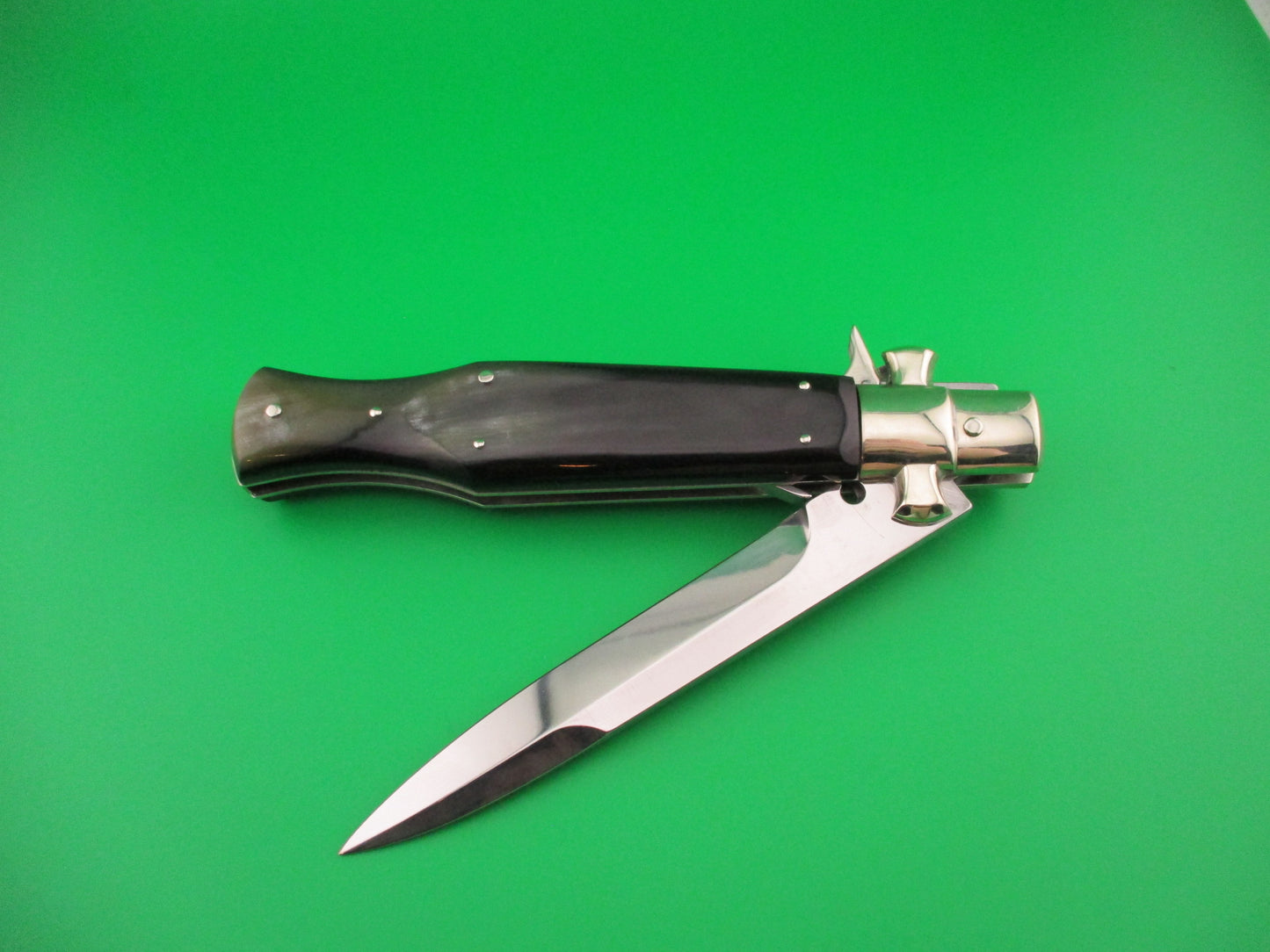 AGA CAMPOLIN ITALY 29cm Italian BLACK WIDOW Fulcrum release Square button automatic knife
