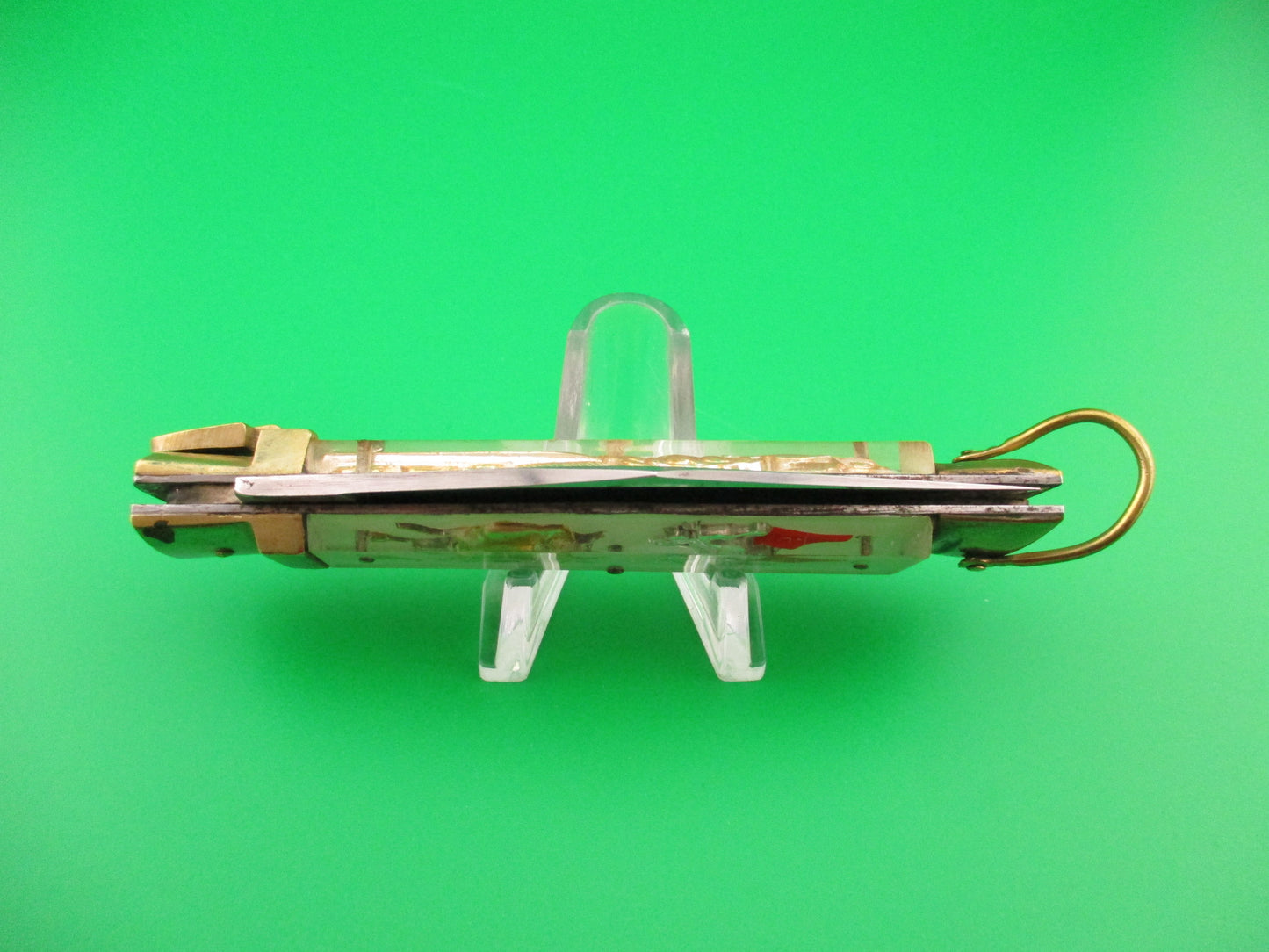 STAINLESS STEEL 19cm Bullfighter Dragon vintage White Lever switchblade knife