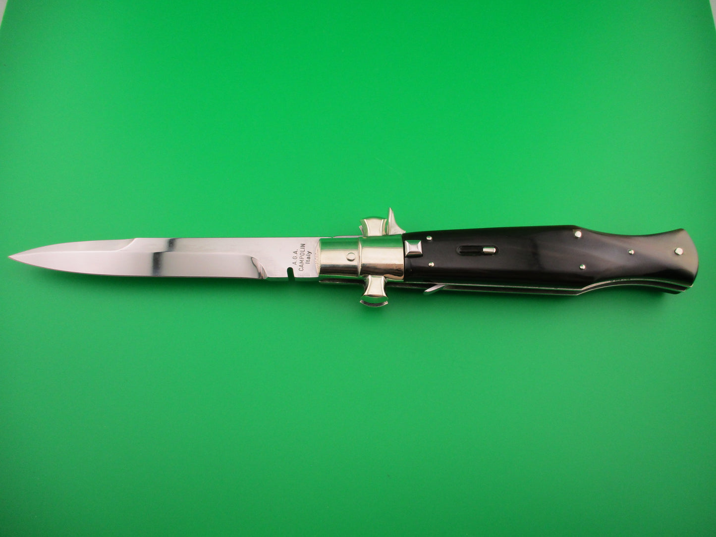 AGA CAMPOLIN ITALY 29cm Italian BLACK WIDOW Fulcrum release Square button automatic knife