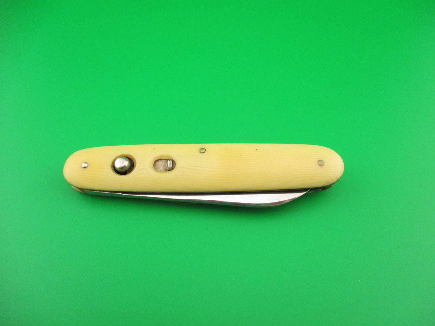 SCHRADE WALDEN Large Double Ivory Celluloid 3 3/4" automatic knife